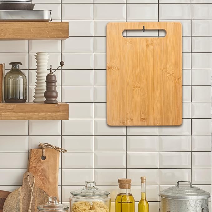 Bamboo Cutting Board, Wooden Kitchen Chopping Board for Food Prep, Chopping, Carving Meat, Fruits Vegetables, 12.5" x 9"