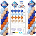Blue and Orange Balloon Column Stand Kit Set of 2 with Birthday Banner, 7 Feet Height Orange Blue Adjustable Metal Balloon Towers for Cartoon Dog Theme Birthday Party Decorations Supplies