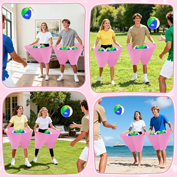 Granny Pants Game with Bouncy Balls and 1 Air Pump (Random Colors), Granny Pants Outdoor Game Baby Shower Funny Party Game for Adults & Families, Big Pants Ball Game Granny Pants Yard Game