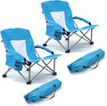 HaSteeL Low Beach Chairs for Adults, Lightweight Camping Folding Chair with Carrying Bag, Portable for Outdoors Lawn Backyard Patio RV Trip Fishing Sport Tailgating, Support 300LBS, Blue, 2 Pack