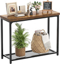 Besiost 32" Small Console Table with 2-Tier Storage, Industrial Narrow Entryway Table, Sofa Table Behind Couch for Hallway, Foyer & Living Room, Sturdy Metal Frame, Rustic Brown