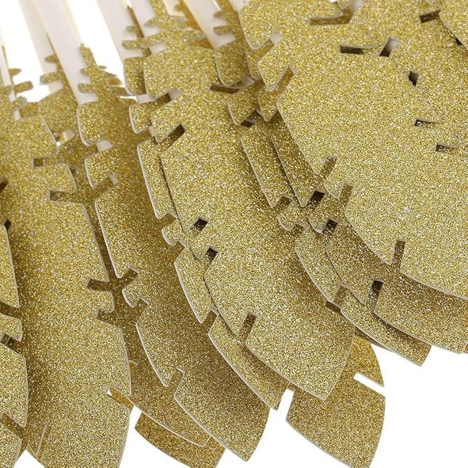 30pcs Feather Cake Toppers Cupcake Food Picks for Wedding Birthday Party Decoration - Golden