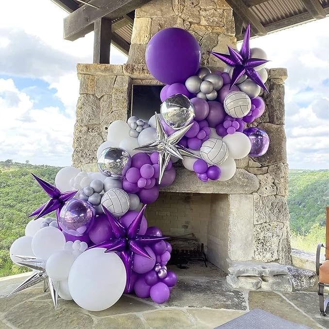 FOTIOMRG 110pcs Purple Balloon Garland Arch Kit, 18 12 10 5 inch Purple Latex Balloons Different Sizes Pack for Birthday Graduation Baby Shower Halloween Wedding Party Decorations