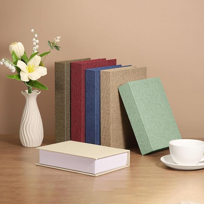 uxcell Decorative Books, 9.8 x 7.3 Linen Fake Books for Decoration Faux Decor Book for Modern Aesthetic Home Office Coffee Table Shelf Desktop Display, Blue