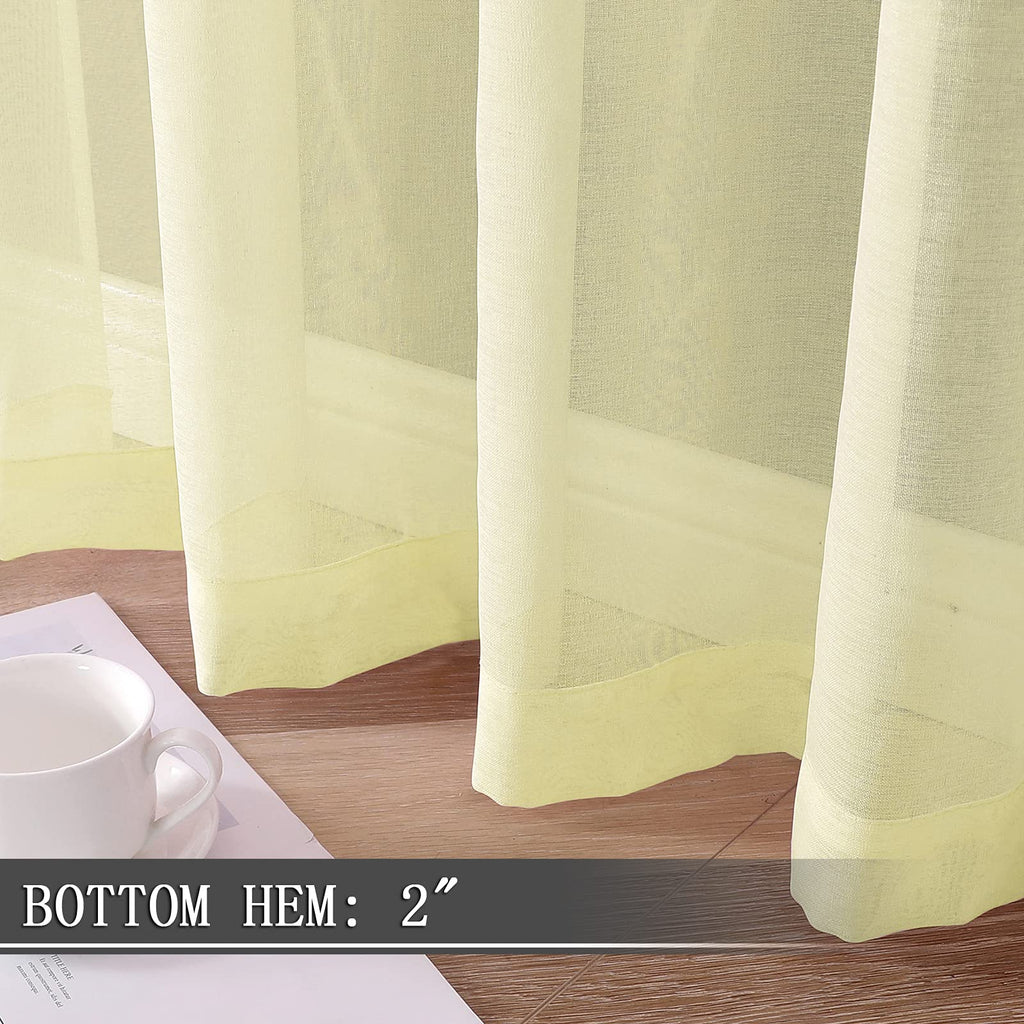 Sheer Curtain Linen Textured Bedroom Curtains Sheer Light Filtering Rod Pocket Voile Curtain for Living Room (2 Count)
