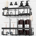 YASONIC Shower Caddy Adhesive 2-Pack, Rustproof Shower Organizer with Holder, No-Drill Shower Shelves for Inside the Shower, Large-Capacity Bathroom Organizers and Storage for Dorms & Renters, Black