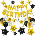 56 PCS Happy Birthday Balloons Happy Birthday Banner Gold and Black Balloons for Boys Men Girls Women 16th 18th 20th 21st 25th 30th 40th 50th 60th Birthday Party Decorations