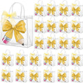 Motipuns 24 Pcs Clear PVC Gift Bags with Handles and Ribbon Party Favor Reusable Plastic Goodie Candy Treat Bags for Birthday Party Supplies (Pencil)