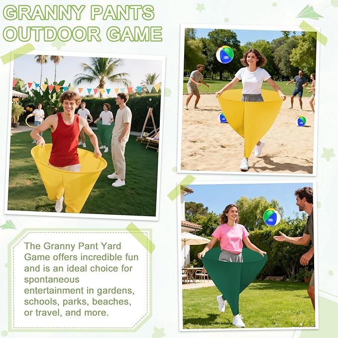 Granny Pants Yard Game Freaky Party Games Pants with Bouncy Balls and Air Pump Oversized Granny Pants Outdoor Game for Adults and Family Interactive Throwing Game for Group Gatherings
