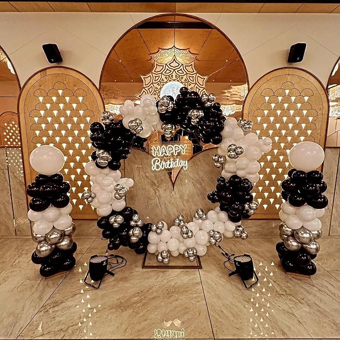 Black and White Balloons, 50pcs 12 inch Black and White Confetti Balloons for Graduation Theme Party Supplies Wedding Birthday Graduation Party Decorations