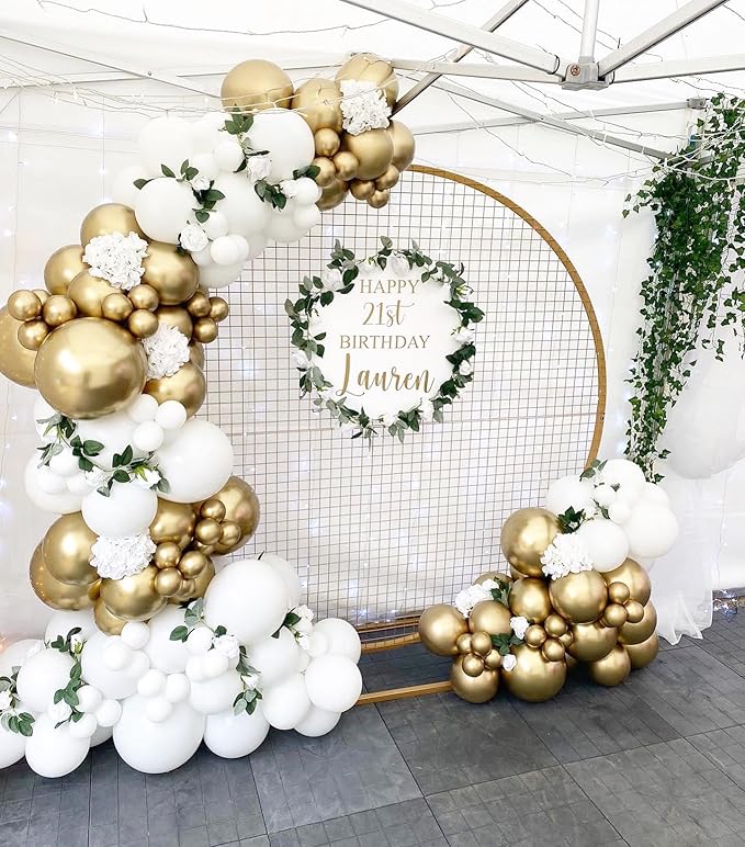 White and Gold Balloons, 50pcs 12 inch Gold and White Confetti Balloons for New Years Theme Party Supplies Wedding Birthday Graduation Party Decorations