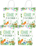 Roselush 16 Pcs One a Saurus Dinosaur 1st Birthday Goodie Bag,Dinosaur 1st Birthday Gift Snacks Treat Candy Party Favors Bags for Kids First Bday Party Decorations Supplies