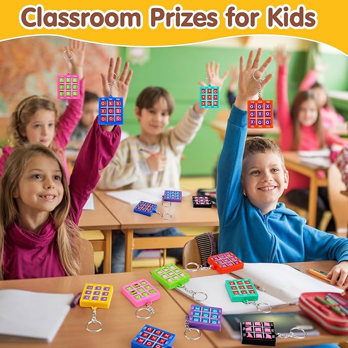32PCS Tic Tac Toe Game Birthday Party Favors Goodie Bags Stuffers for Kids 3-5 4-8 8-12 Summer End of Year Student Gifts from Teacher Classroom Treasure Carnival Prize Box Return Gift Pinata Keychain