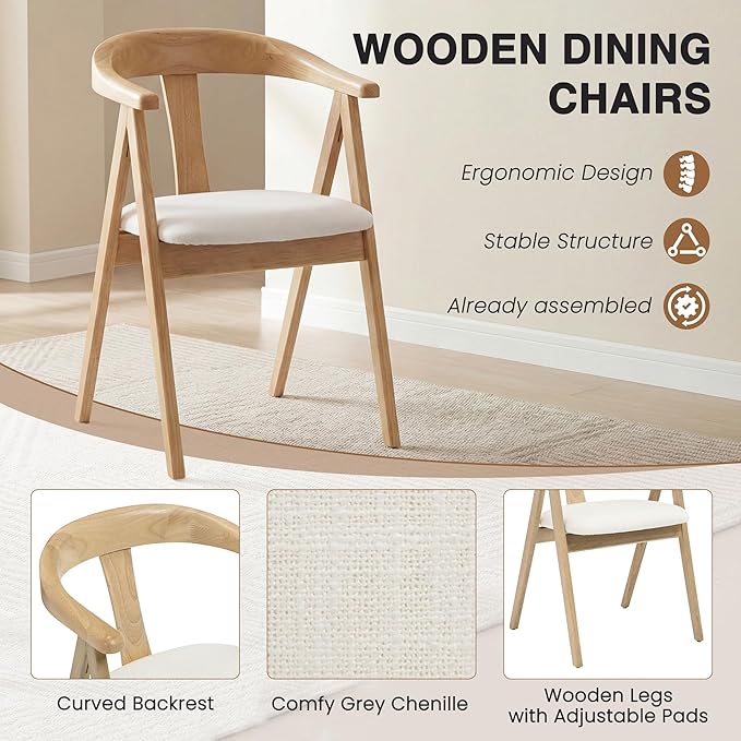 HNY Wooden Folding Chair with Cushion Set of 2, Linen Foldable Dining Chairs Folding Event Chair, Portable Space-Saving Accent Chair with Armrests for Kitchen Dining Living Room Small Spaces, Beige
