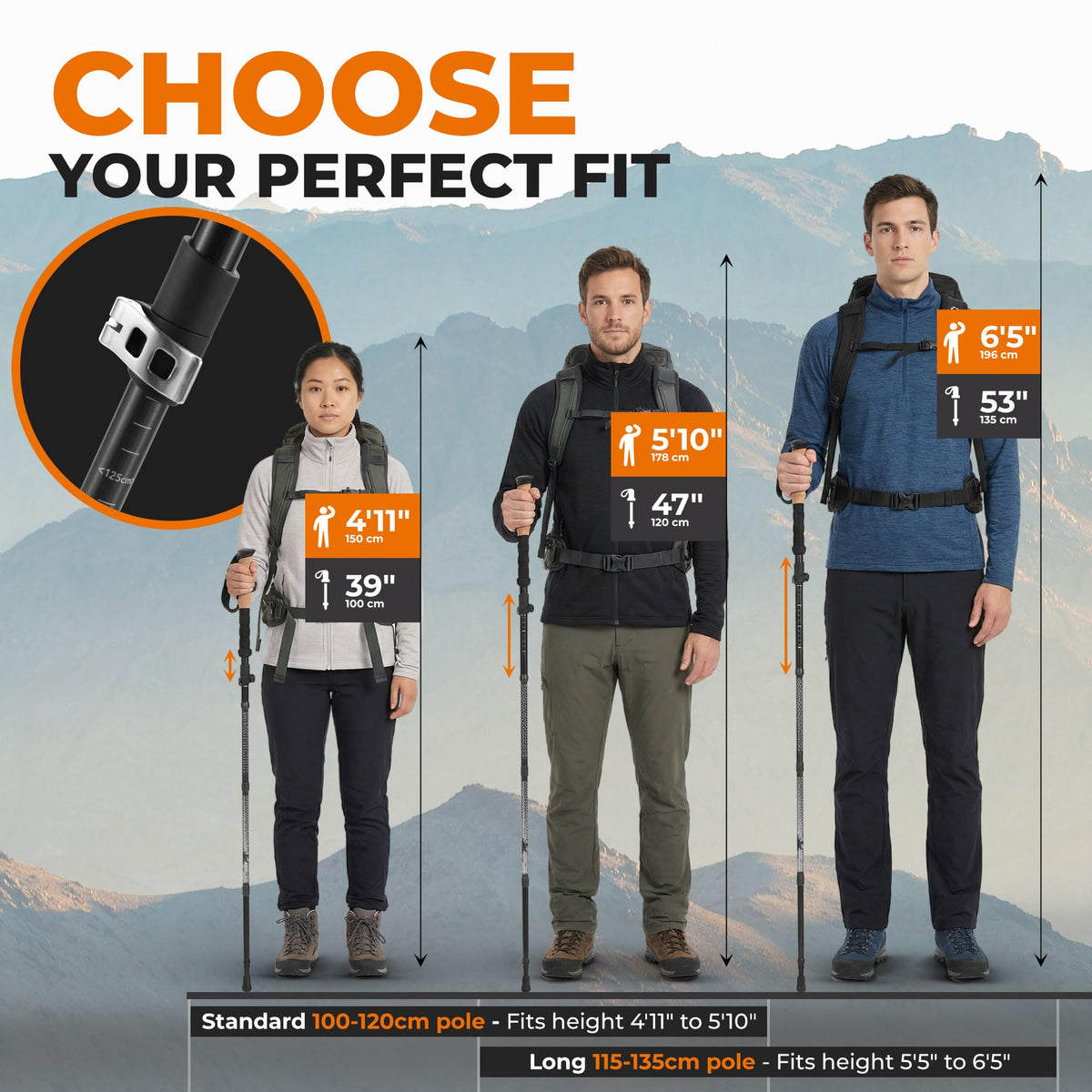 TREKOLOGY Collapsible Trekking Poles | 2-Piece Hiking Set