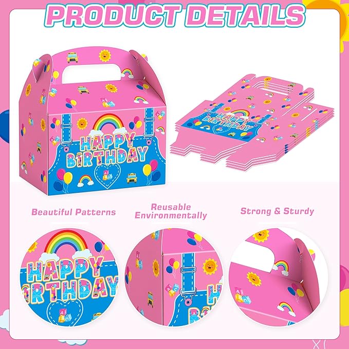 20Pcs Girls Party Favors Gift Boxes, Prepare Candy Snacks Gift Boxes for Enlightened Teacher Birthday Decoration Cartoon English Teachers Decor Supplies for Birthday Baby Shower Decorations Supplies