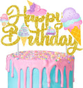 Birthday Cake Topper Decorations - Glitter Summer Ice Cream Party Decorations - Colorful Ice Cream Themed Kids Birthday Party & Baby Shower Supplies