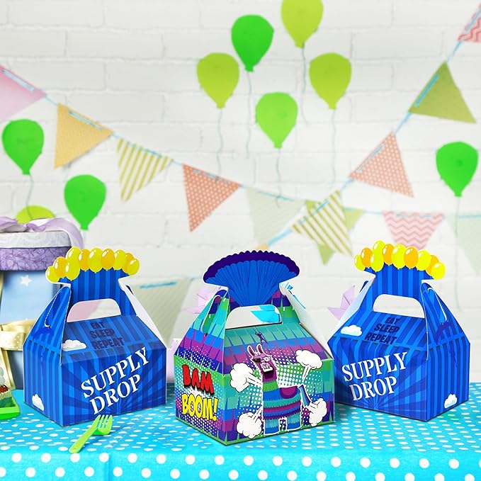 16 Pcs Video Game Llama Goodie Bags Party Boxes for Battle Gamers Birthday Party Supplies Decorations Favors