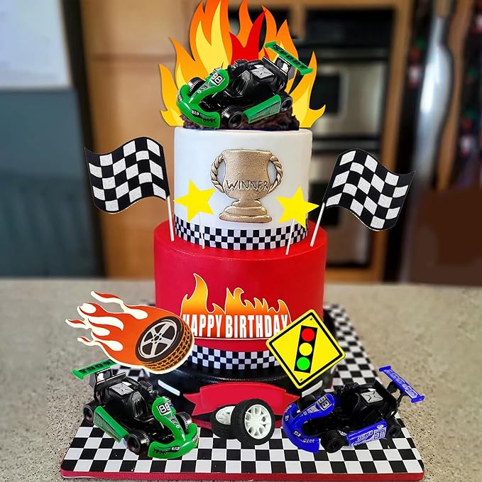 Racing Car Cake Toppers Car Truck Cake Decorations for Man Birthday Racing Car Theme Birthday Supplies (Style 1)