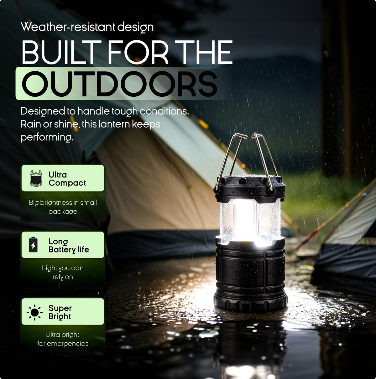 MalloMe Camping Lights Lantern Flashlights, Battery Powered Operated Lamp Lanterns for Power Outages, Camping Essentials Solar and Rechargeable Options for Outdoor, Home, Emergency, Hurricane Survival