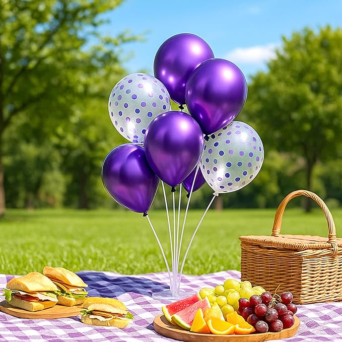 6pcs Balloon Stands Kit Table Centerpiece Table Decorations for Anniversary Birthday Wedding Graduation Retirement Party Decorations (Purple)
