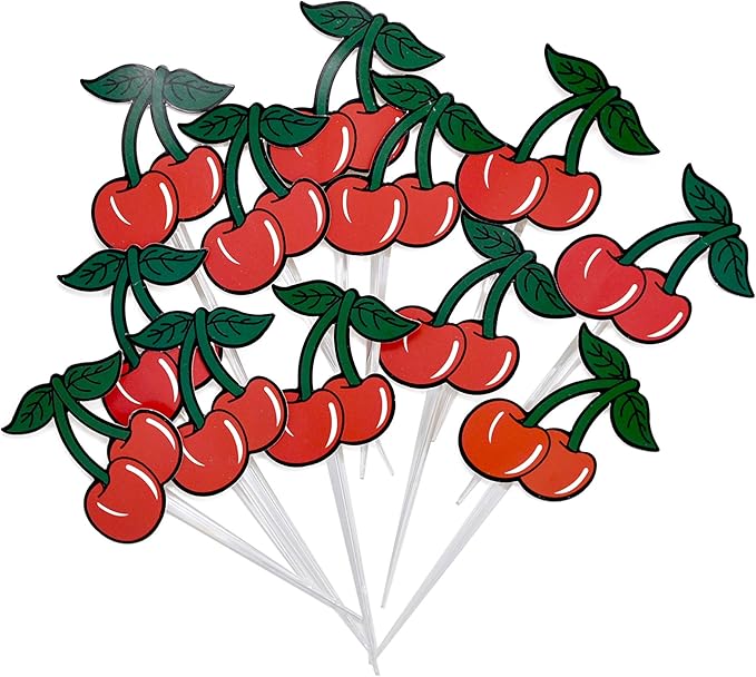 Cherry Cupcake Topper Picks for Birthday Cake Decorations