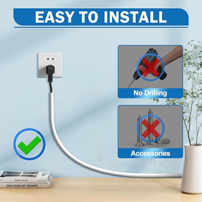 UOMTFAI Wall Cord Hider 78 Inch - Self-Adhesive Wire Cover Raceway for Walls, Flexible PVC Cable Concealer for Home and Office, W0.59 H0.39in - White