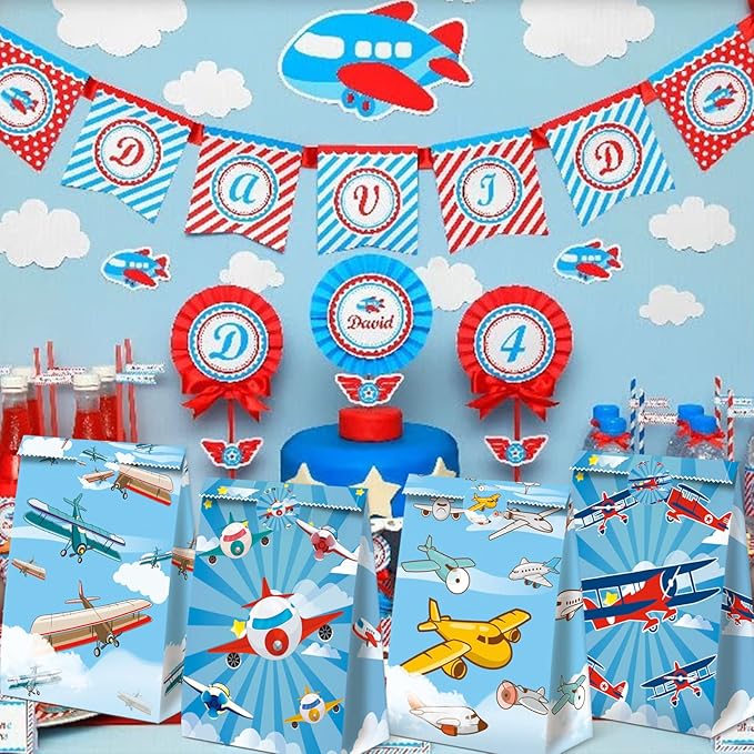 24Pcs Plane Party Bags Airplane Birthday Party Supplies Planes Party Decorations Airplane Gift Bag Airplane First Birthday Decorations