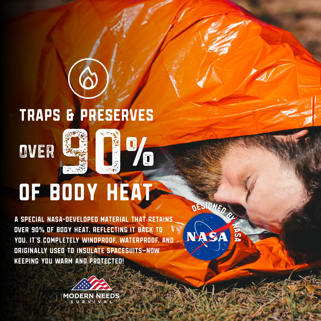 MODERN NEEDS Emergency Sleeping Bag Survival – Thermal Blanket & Bivy Sack | Emergency Bivy & Survival Blanket | Outdoor Sleeping Bag & Hiking Bag | Sleeping Bags for Adults | 1 Pack