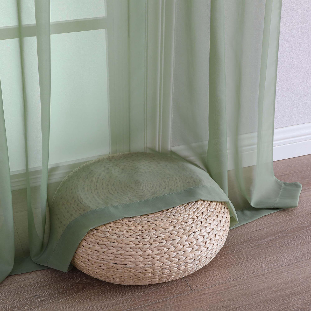 Sage Green Sheer Curtains 90 Inches Long 2 Panels (2 Count)