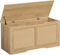 HOOBRO Storage Bench, 39.3" Toy Box, Rattan-Like Storage Chest, Sturdy Entryway Bench Supports 220 lb, Toy Chest, Safety Hinge, U-Shaped Opening, Easy Assembly, Natural NL11CW01