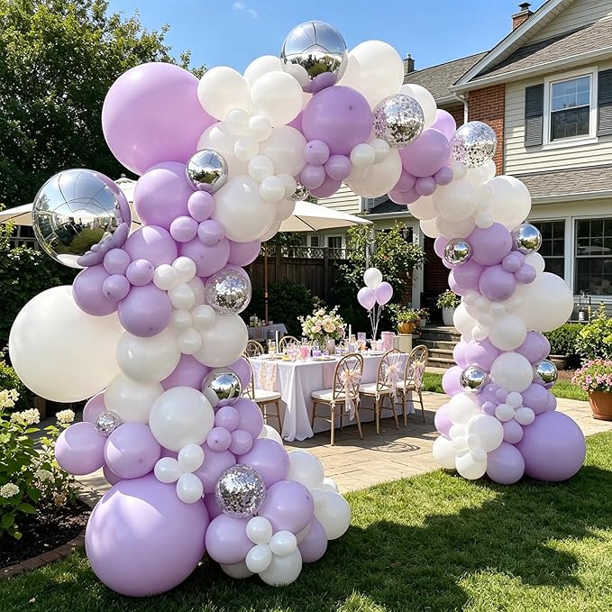 Purple Balloons 125 pcs Lavender Balloons Light Purple Balloon Different Sizes of 18 12 10 5 Inch Pastel Purple Balloon Arch Kit Balloon Garland for Birthday Party Baby Shower Wedding