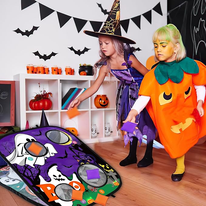 Halloween Games for Kids Party, Ghost Pumpkin Bean Bag Toss Games Halloween Party Games Favors Carnival Games for Adults Kids School Classroom Fall Festival Games Outdoor Indoor Trunk or Treat Gifts