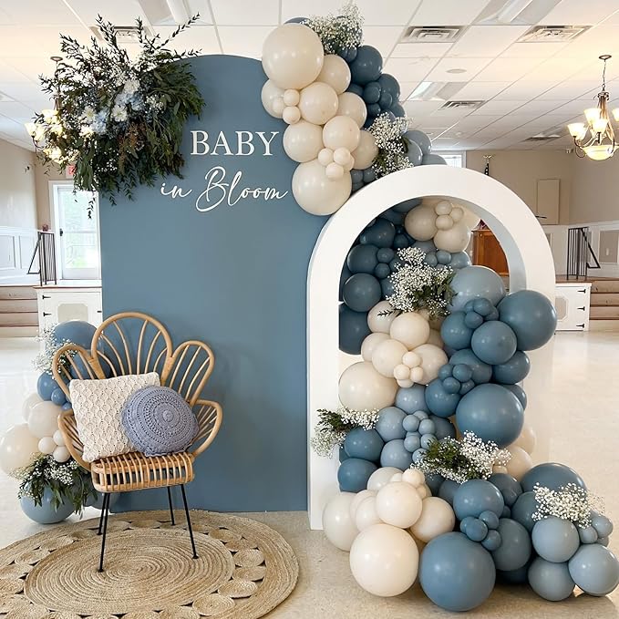 Awenztech 110pcs Slate Blue Balloons, 18 12 10 5 inch Dusty Blue Balloons Different Sizes Balloon Garland for Baby Shower Wedding Birthday Party Decorations
