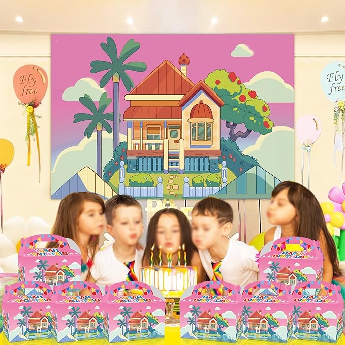 Blue Dog Birthday Party Supplies, Cartoon Kid Party Decorations Gift Bags, Blue Birthday Party Favors Bags, Candy Boxes(12 PCS)