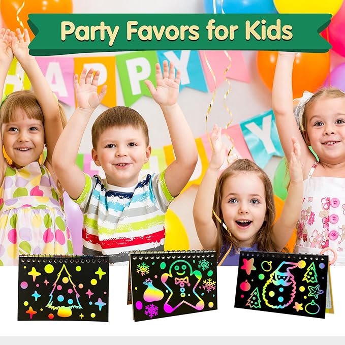 ZMLM 48 Pack Scratch Art Party Favors: Birthday Party Favors for Kids 4-8, Bulk Rainbow Scratch Notebook Paper Pads, Goodie Bags Stuffers Girls Boys Classroom Gifts Crafts Toys Easter Basket Stuffers