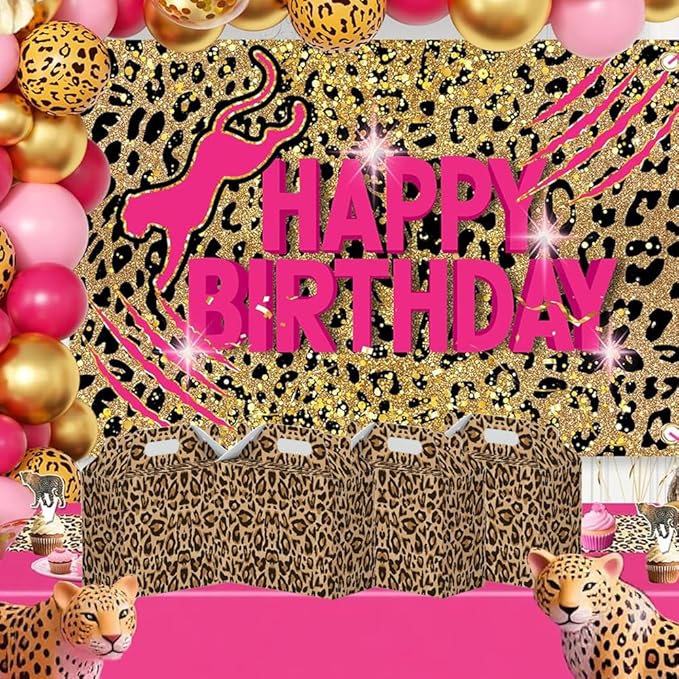 16 Pcs Cheetah Print Birthday Party Favor Boxes - Leopard Print Party Gift Paper Boxes with Handles, Jungle Safari Themed Decorations for Animal Presents Decorations Supplies(16-Leopard-boxes)