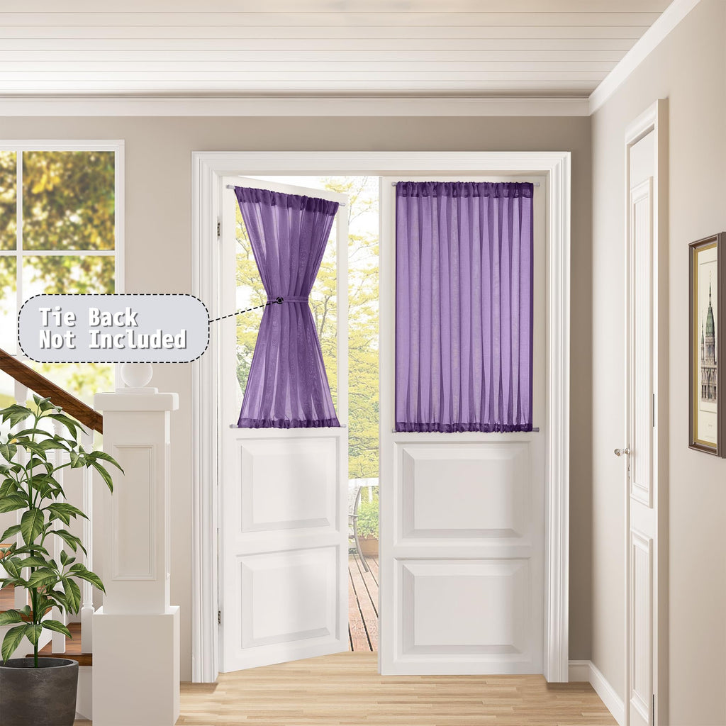 Small Sheer Door Curtain Closet Linen Textured Curtain Sheers Doorway Light Filtering Voile French Door Rod Pocket Curtains Patio Glass Doors