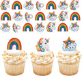 DecoPac Rainbow Unicorn Rings, Cupcake Decorations, Magical Food Safe Cake Toppers, Multi-Coloured – 24 Pack