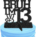 Bruh I'm 13 Black Glitter Center Pieces Decoration - Funny 13th Birthday Party Decorations for Boys, 13th Birthday Centerpiece, Teen Boy Birthday Decor, Party Supplies (Bruh I,m 13)