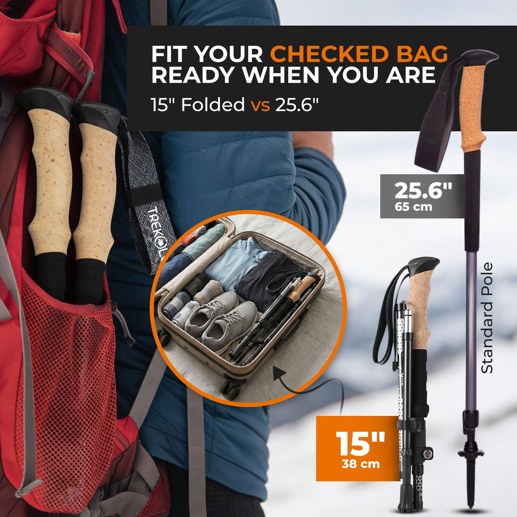 TREKOLOGY Collapsible Trekking Poles | 2-Piece Hiking Set