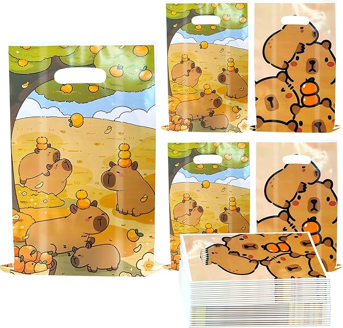 BACH AND BOOZY 50 Pcs Capy Party Favor Bags Capy Goodie Gift Treat Bags Capy Birthday Capy Boxes for Birthday Party Supplies