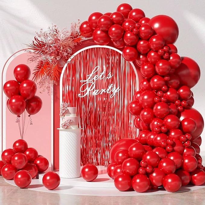 Red Balloons 50pcs 12 Inch Matte Red Latex Party Balloons for Valentines Day Casino Theme Wedding Birthday Patriotic Party Decorations