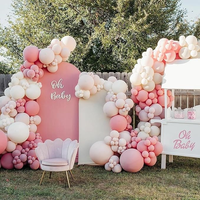 120pcs Dusty Pink Balloons, 18 12 10 5 inch Dusty Rose Balloons Different Sizes Pink Balloon Arch Kit for Boho Wedding Gender Reveal Bridal Baby Shower Birthday Party Decorations