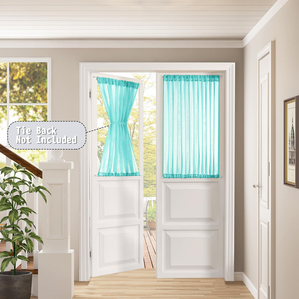 Small Sheer Door Curtain Closet Linen Textured Curtain Sheers Doorway Light Filtering Voile French Door Rod Pocket Curtains Patio Glass Doors