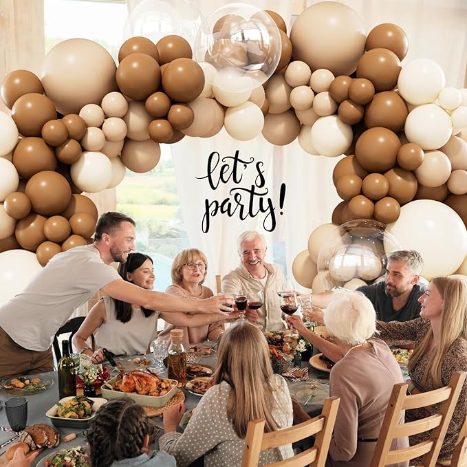 158pcs Brown Balloon Arch Kit Netural Balloon Garland Arch Kit Different Sizes Brown Beige Nude Tan White Sand Balloons for Netural Bear Baby Shower Decorations Bridal Shower Wedding Birthday Party