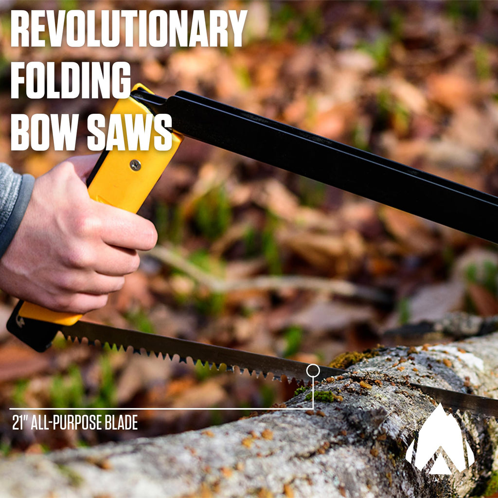 AGAWA - BOREAL21-21 Inch Folding Saw with All-Purpose Saw Blade - Camping Gear For Hiking, Fishing, Hunting, Bushcraft & Survival Kit (Black Frame/Yellow Handle)