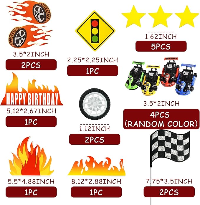 Racing Car Cake Toppers Car Truck Cake Decorations for Man Birthday Racing Car Theme Birthday Supplies (Style 1)