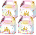 Nezyo Princess and Prince Treat Boxes - Pink & Blue Crown Cardboard Goodie Boxes for Birthday Party Favors(24 Pcs,Princess)