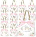 Spakon 25 Sets Its a Girl Baby Shower Party Favor Bags for Girls Floral Gift Bags with Handle and Ribbon Bow for Gender Reveal Birthday Party Decorations Supplies